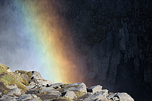 冰岛,自然力,瀑布,彩虹