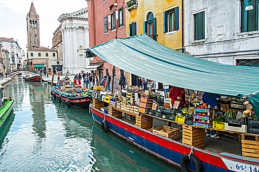 驳船,销售,果蔬,威尼斯