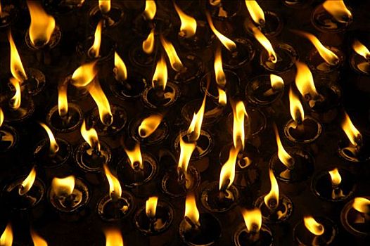 燃烧,火焰,黄油,灯,暗色,加德满都,尼泊尔