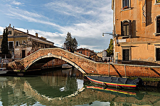 桥,威尼斯,意大利,日落
