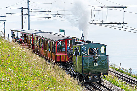 火车头,靠近,卢塞恩市,琉森湖,瑞士