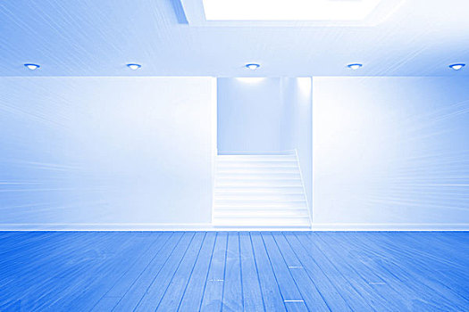鲜明,蓝色,房间,楼梯