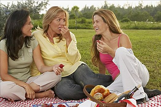 两个,中年,女人,成年,野餐