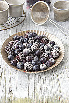冰冻,蓝莓,黑莓