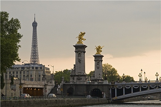 巴黎,塞纳河,日落
