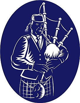风笛手,玩,苏格兰,高地,风笛