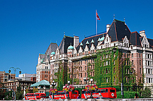 巴士,停放,正面,皇后酒店,维多利亚,温哥华岛,不列颠哥伦比亚省,加拿大