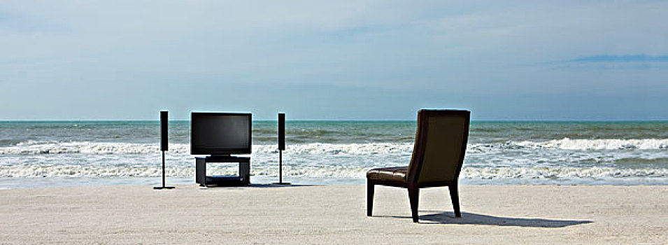家庭影院,椅子,海滩