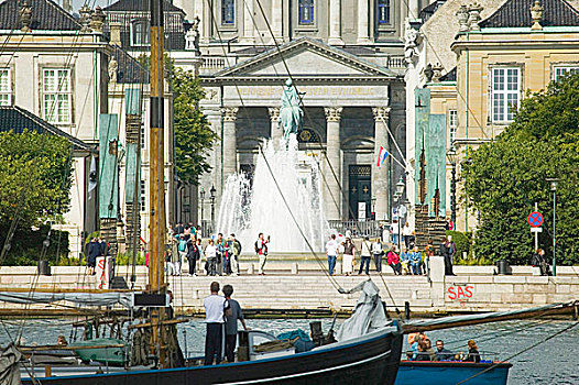 帆船,运河,正面,宫殿,哥本哈根,丹麦