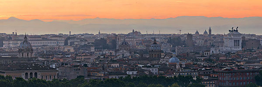 罗马,屋顶,风景,古代建筑,意大利,日出,全景