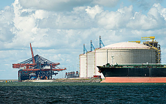 巨大,油罐,液化石油气,液体,天然气,鹿特丹,港口