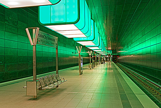 亮光,安装,地铁,港城,地铁站,地铁线,汉堡市,德国,欧洲