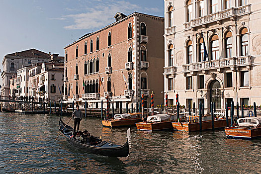 小船,正面,宫殿,运河,威尼斯,威尼托,意大利,南欧