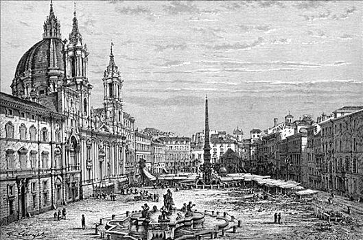 纳佛那广场,罗马,意大利,1875年