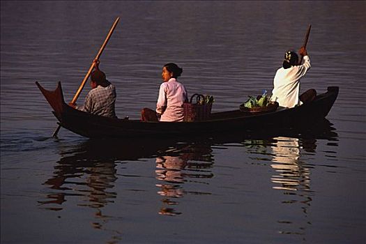 缅甸,女人,伊洛瓦底江,独木舟