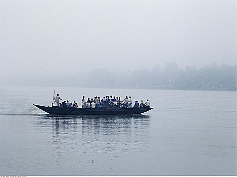 通勤,穿过,恒河,河,西孟加拉,印度