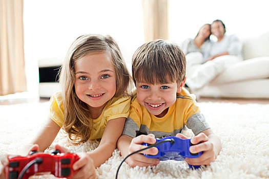 喜爱,兄弟姐妹,玩,电子游戏