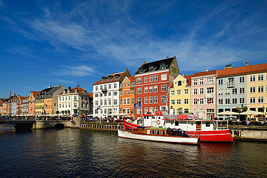 船,运河,正面,彩色,房子,建筑,娱乐区,新港,哥本哈根,丹麦,欧洲