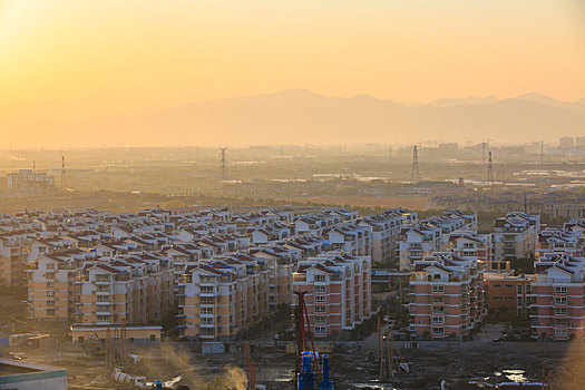 海曙,小区,住宅,俯瞰,民居,楼房,俯视,建筑群,天空,阳光