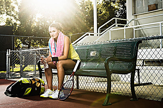 女性,网球手,休息