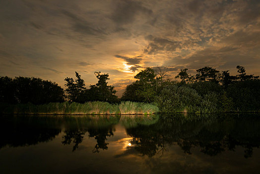 夕阳湖,弗里斯兰省,荷兰