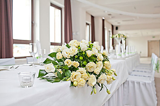 婚宴餐桌,花束,玫瑰