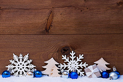 蓝色,圣诞贺卡,装饰,留白,雪