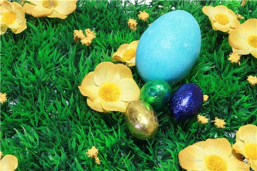 彩色,复活节彩蛋,地点,草