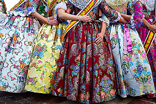 未知,连衣裙,瓦伦西亚,火祭节,节庆,排列,西班牙