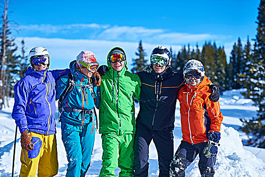 男性,头像,女性,滑雪,头盔,护目镜,滑雪坡,白杨,科罗拉多,美国