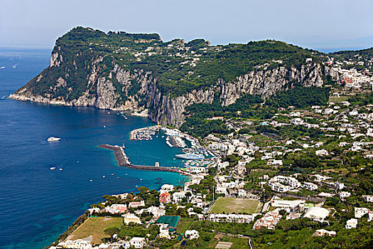 风景,码头,大,港口,卡普里岛,那不勒斯湾,坎帕尼亚区,区域,意大利,欧洲