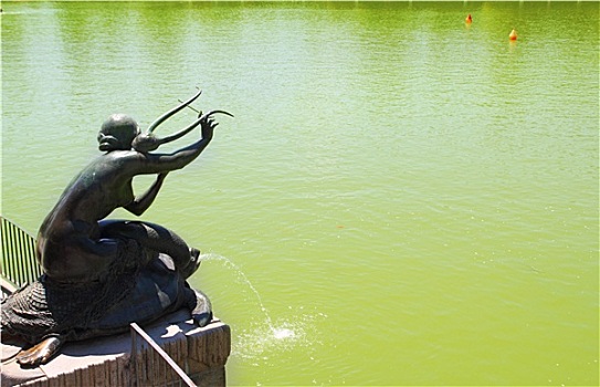 马德里,里拉,雕塑,湖