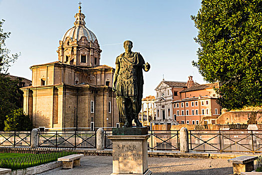 铜像,凯撒,正面,古罗马广场,世界遗产,罗马,意大利