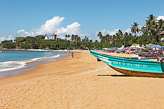 船,佛教寺庙,沙滩,乌纳瓦图纳,南方,省,印度洋,斯里兰卡,亚洲