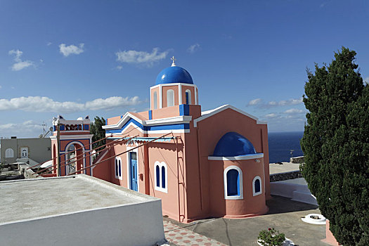 传统,教堂,小,乡村,锡拉岛
