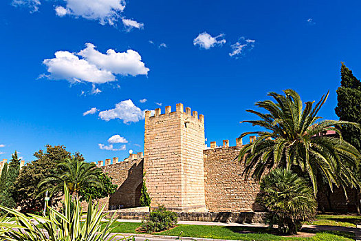 老城,要塞,墙壁,马略卡岛,巴利阿里群岛,岛屿,西班牙