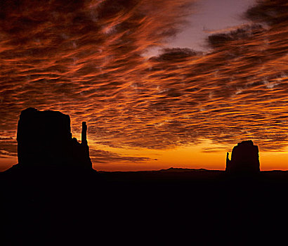 黎明,神,日落,纪念碑谷,纳瓦霍,国家,预留,科罗拉多高原,亚利桑那,美国