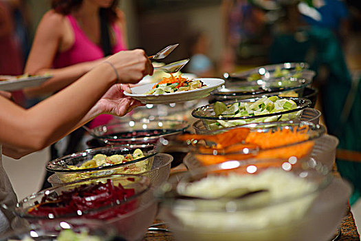 餐饮,自助餐,食物,室内,奢华,餐馆,肉,彩色,水果,蔬菜