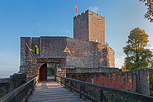 城堡遗迹,德国,葡萄酒,路线,南方,普拉蒂纳特,莱茵兰普法尔茨州,欧洲