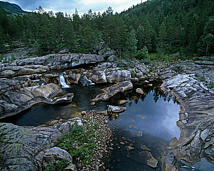 岩石,风景,北方,山谷,挪威,斯堪的纳维亚,欧洲