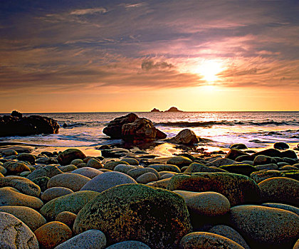 英格兰,康沃尔,两个,巨大,石头,海中,场所,许多,上方,岁月,海岸,蛋,卵形,遮盖