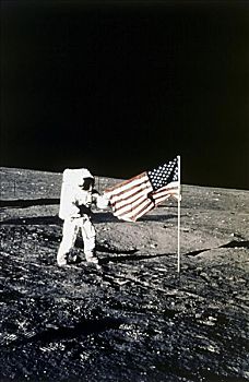 宇航员,康拉德,招展,美国国旗,阿波罗12号,十一月