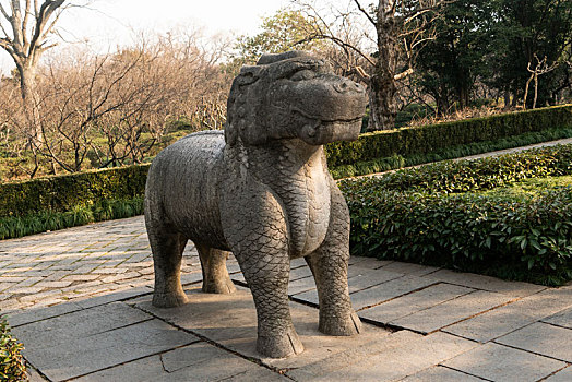 南京明孝陵石象路景区石獬豸雕塑