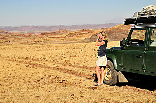 旅游,看,双筒望远镜,山峦,达马拉兰,纳米比亚,非洲
