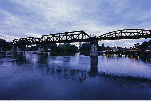 桥,上方,河,北碧府,泰国
