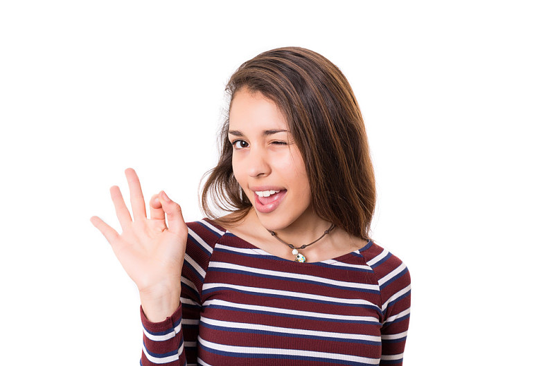 美女_手势_ok_隔绝_上方_白人_高清图片_全景视觉