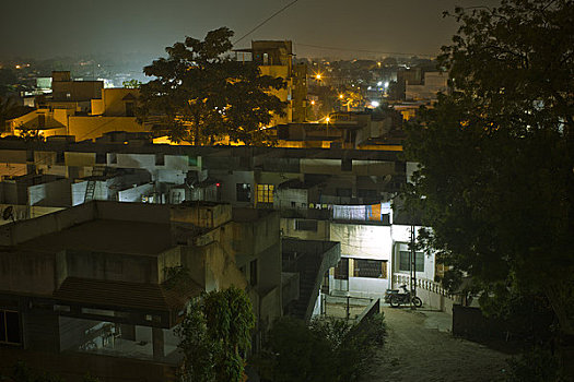 俯视,夜晚,印度