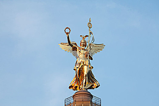 雕塑,维多利亚,胜利,柱子,星,蒂尔加滕,柏林,德国,欧洲