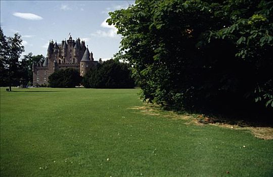 草地,正面,城堡,苏格兰