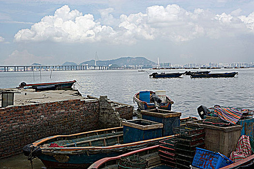 船,海岸,香港